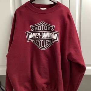 Harley-Davidson Burgundy Crewneck Sweatshirt with Shield Logo